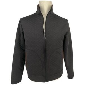 CREMIEUX Collection Men Quilted Full Zip Jacket Charcoal Gray Sz M Elbow Patches